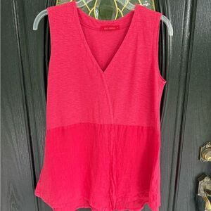 Cut-Loose Linen Sleeveless Top. Two-Tone Pink. Size S.
